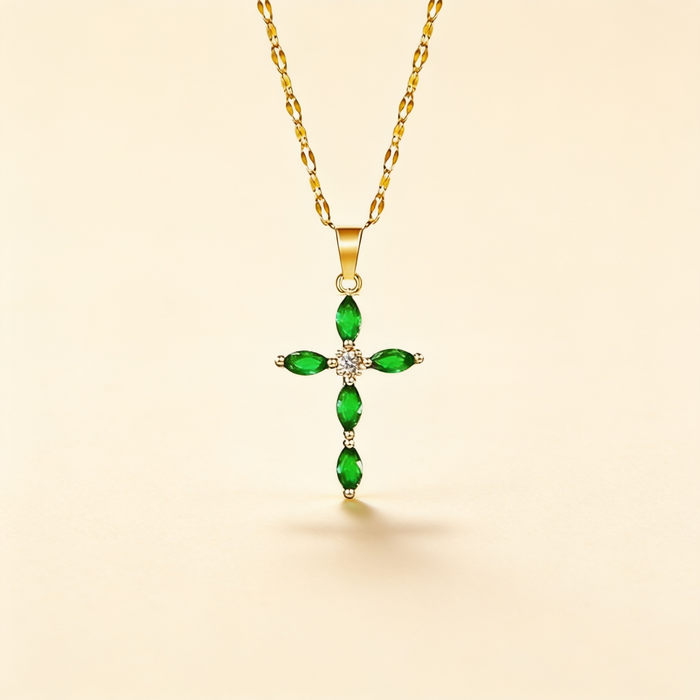 Emerald Cross Necklace
