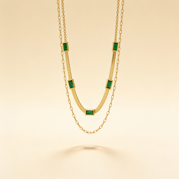 Sorella Gem Retro Double-Layer Necklace