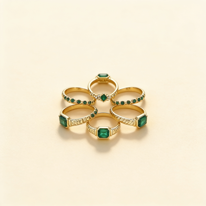 Zarina Exquisite Emerald Ring Set