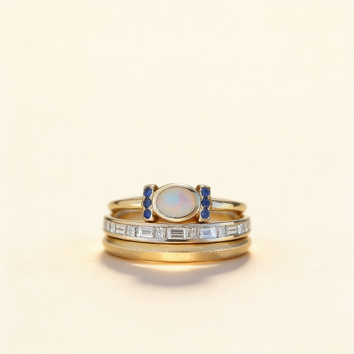 Gold Bezel-Set Stackable Ring Set