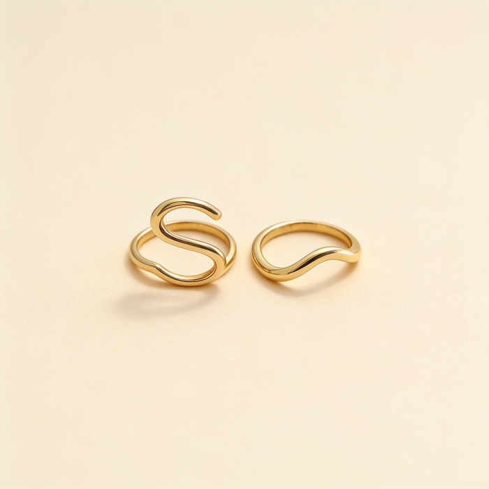 Chic Asymmetric Wave Ring