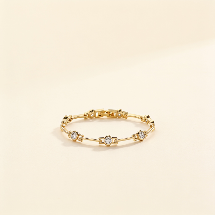 Elegant Gold Bracelet with Zircons