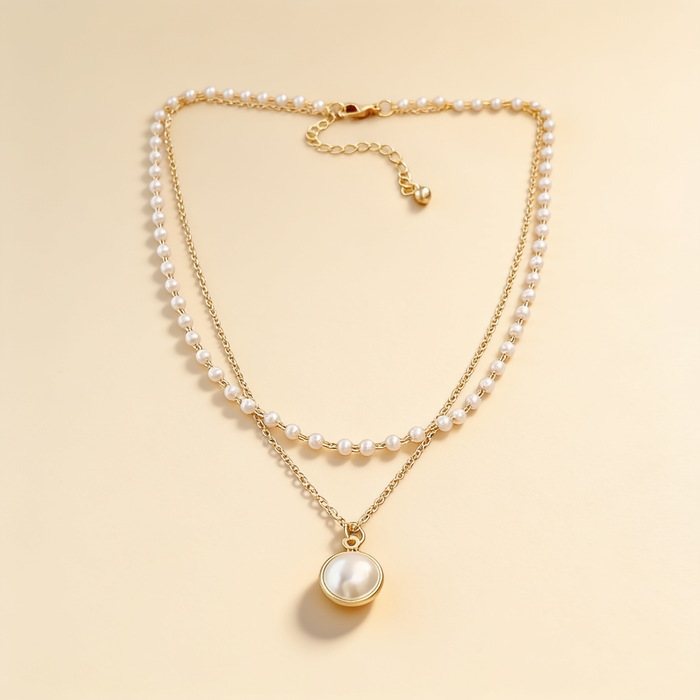 Elegant Gold Pearl Necklace
