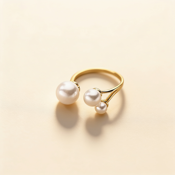 Elegant Three-Pearl Ring