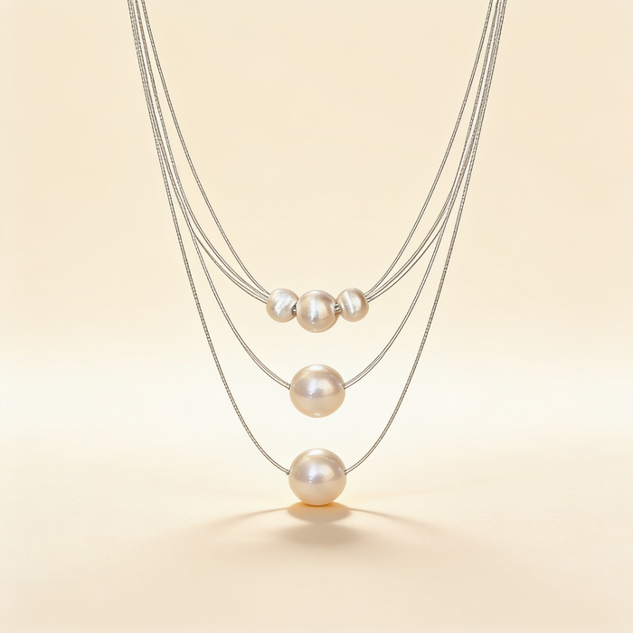 Elegant Layered White Pearl Necklace