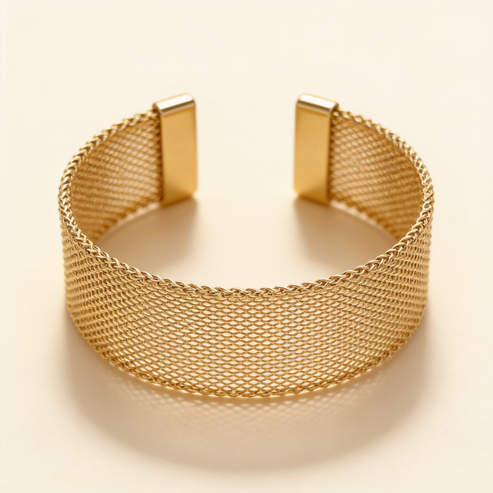 Elegant Braided Mesh Bracelet with Open Design