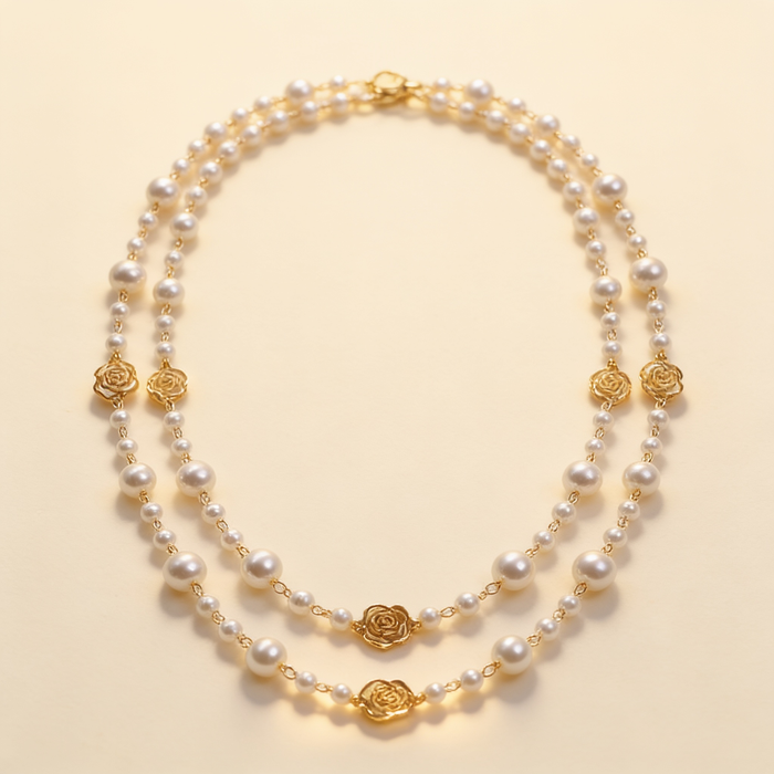 Elegant Gold Pearl Necklace
