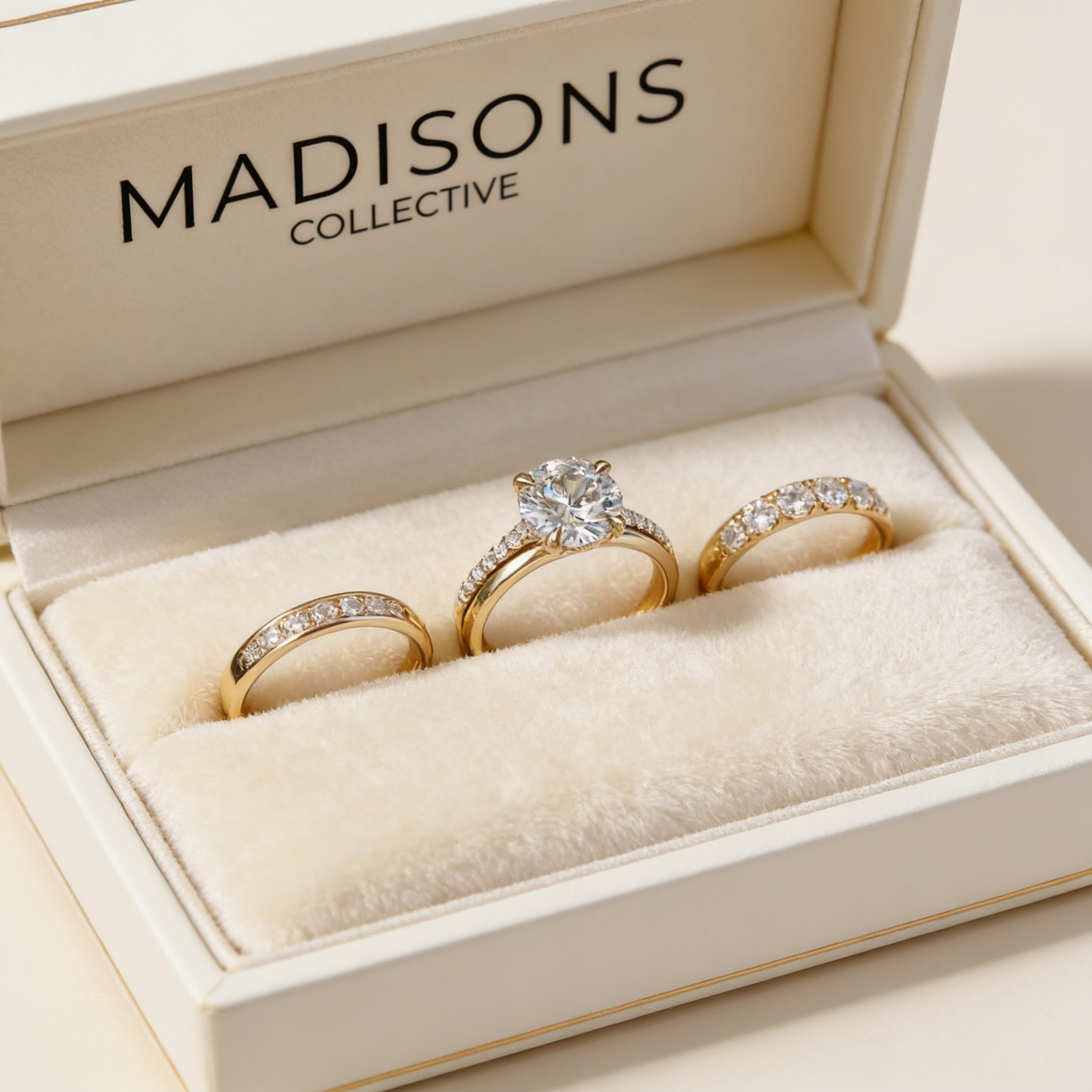 Triple Band Solitaire Ring Set