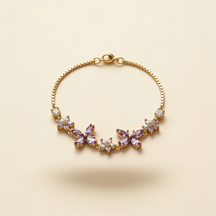 Lilac Butterfly Crystal Bracelet