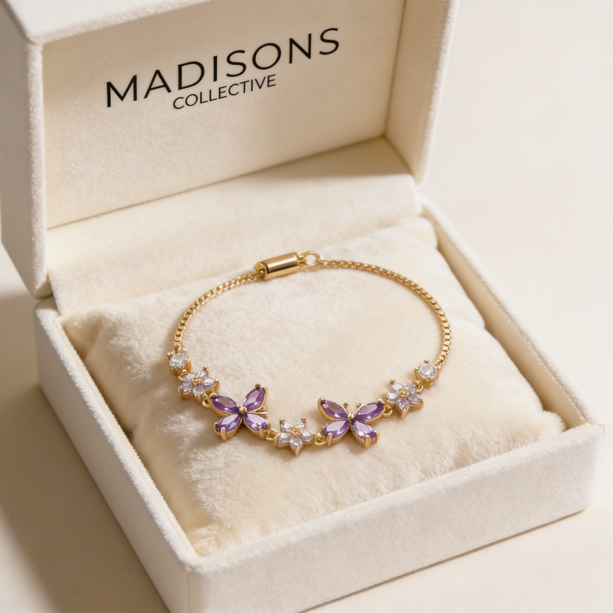 Lilac Butterfly Crystal Bracelet