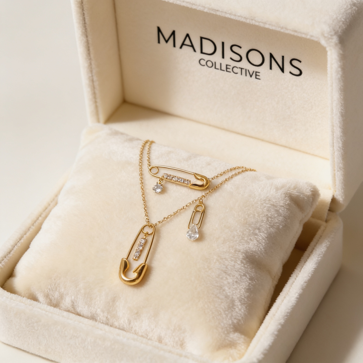 Edgy Layered Safety Pin Necklace