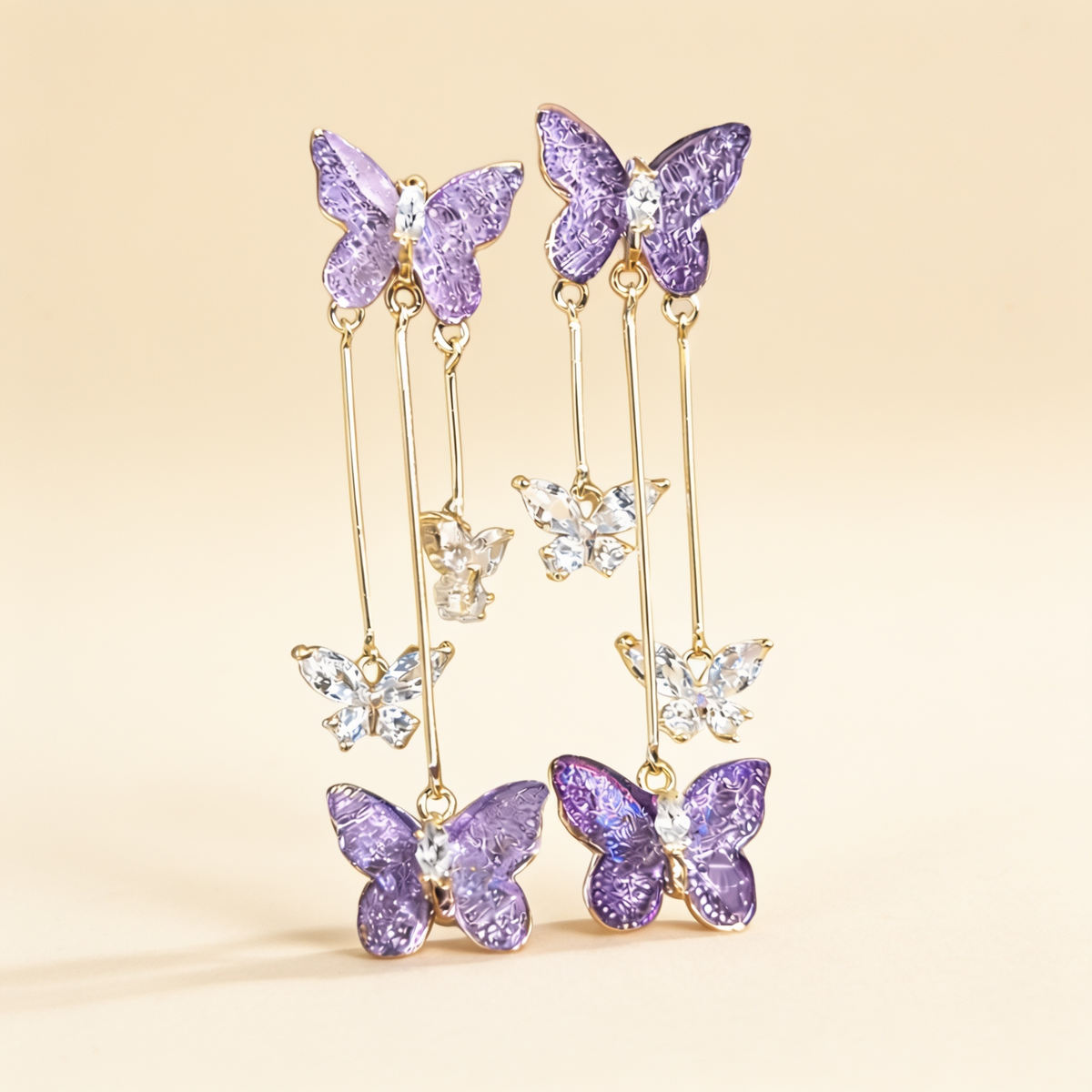 Lavender Butterfly Drop Earrings