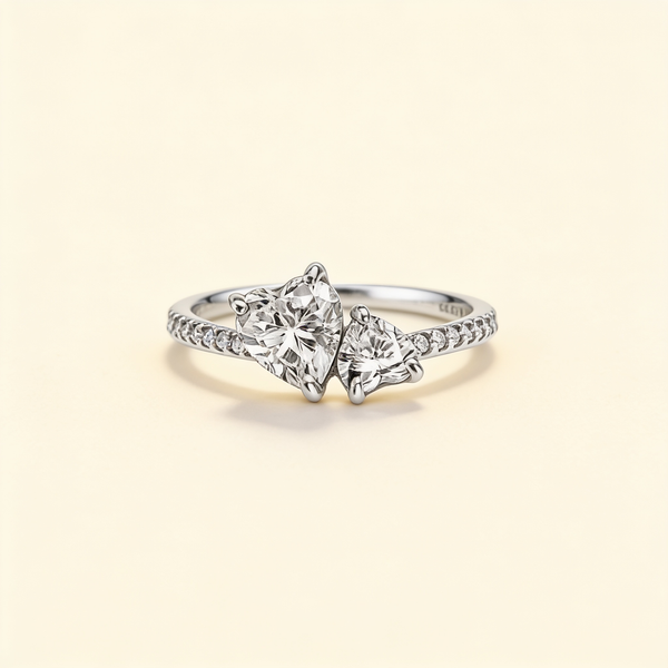 Double Heart Sparkling Ring