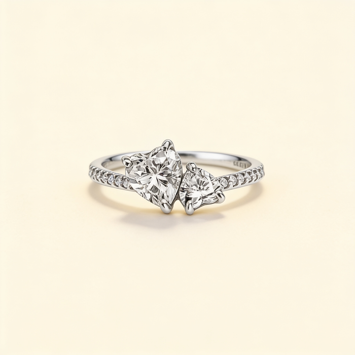 Double Heart Sparkling Ring