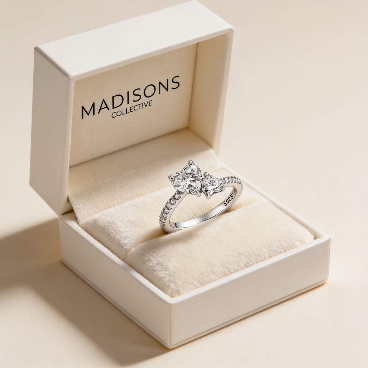 Double Heart Sparkling Ring