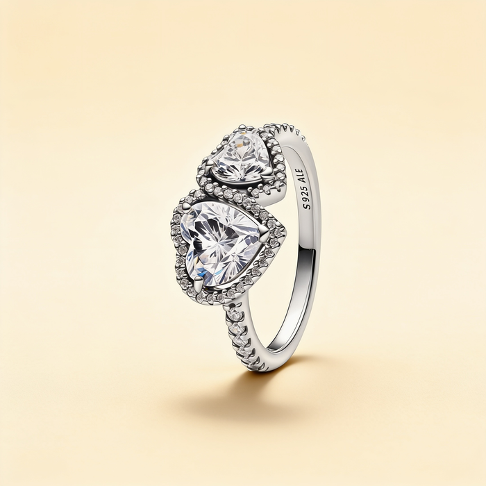 Sparkling Halo Heart Ring
