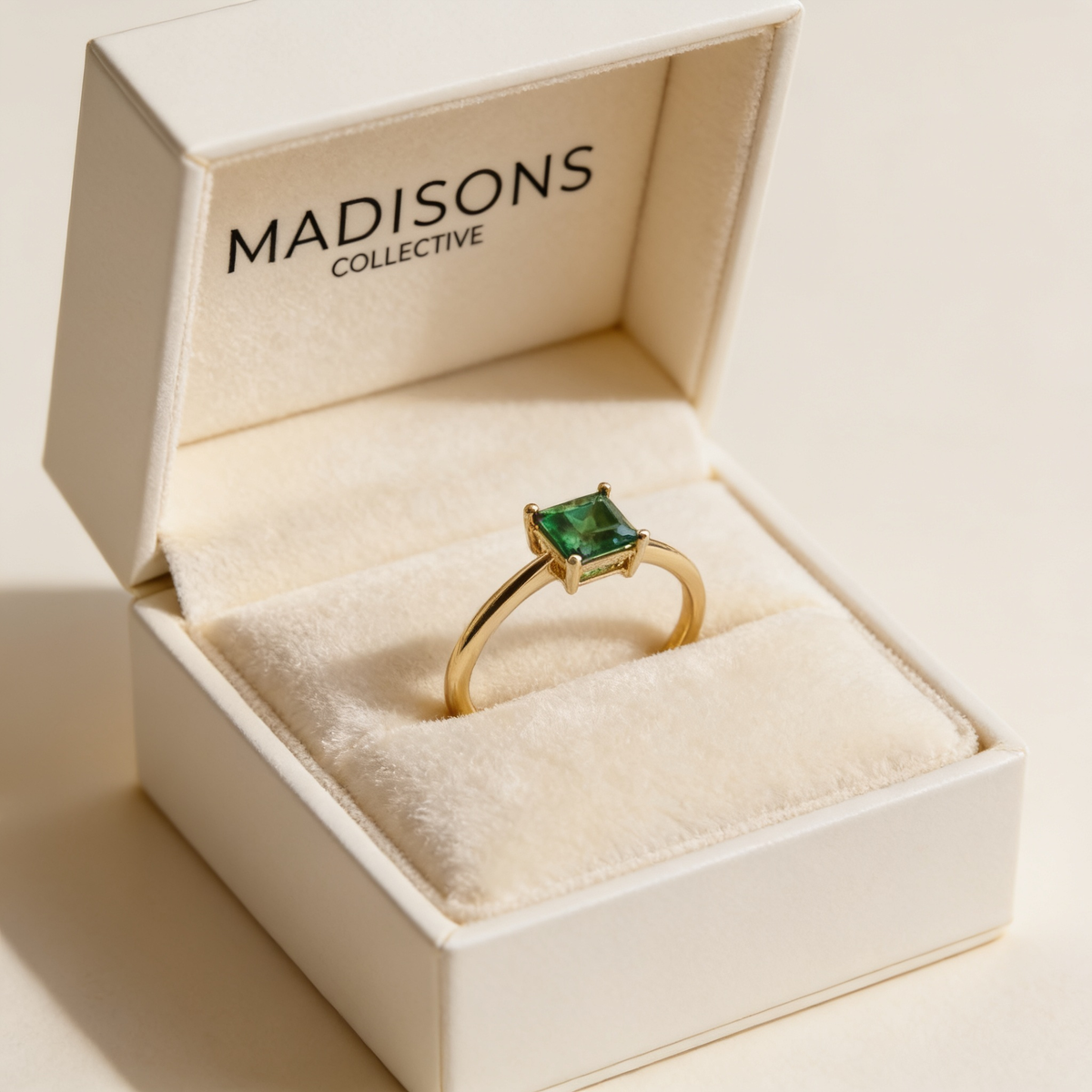 Green Stone Gold Tone Ring