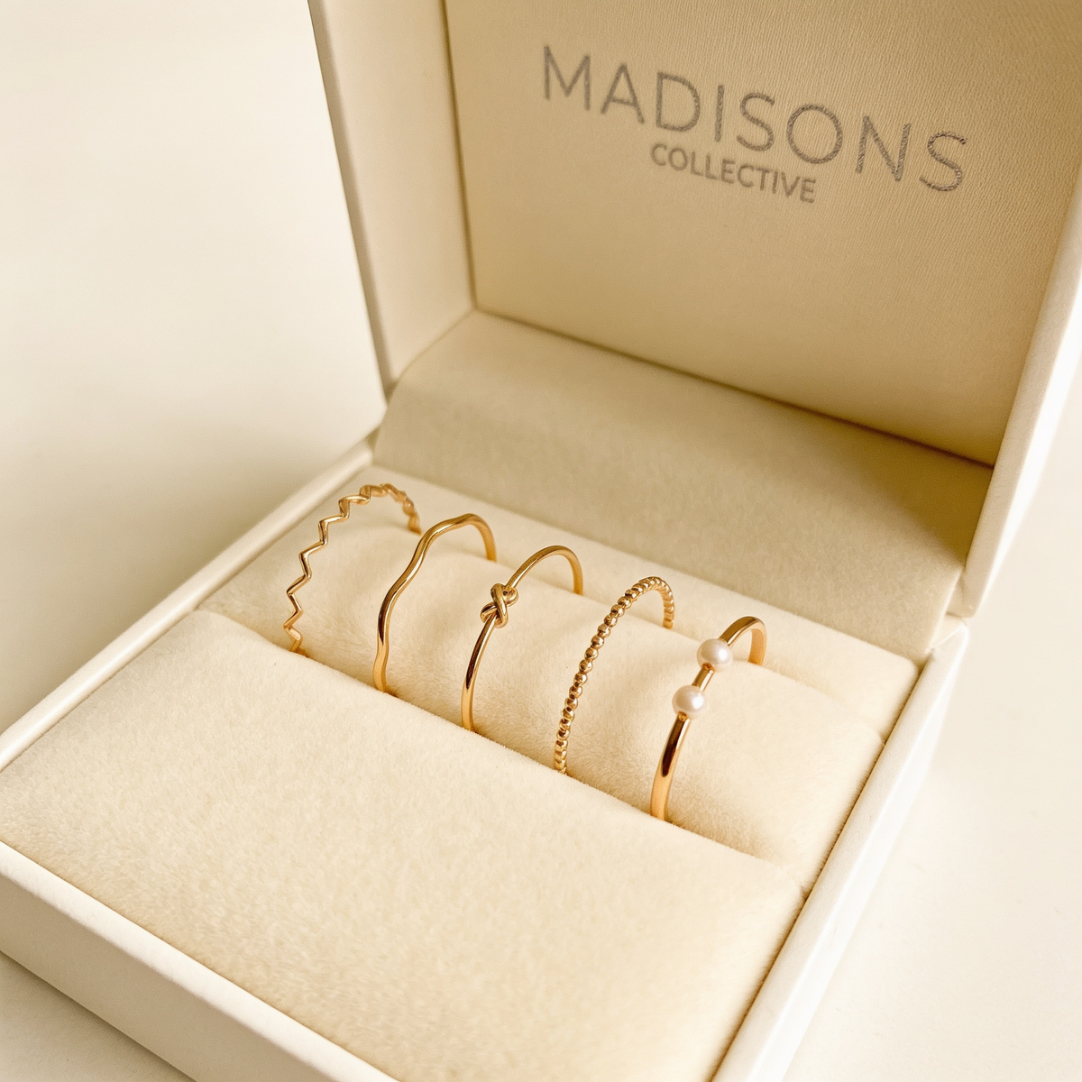 Gold Five Piece Ring Set