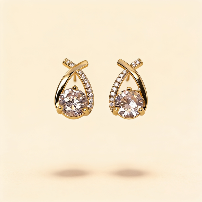 Luxury Twisted Teardrop Cubic Zirconia Stud Earrings