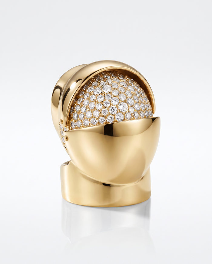 Golden Dome Pavé Statement Ring