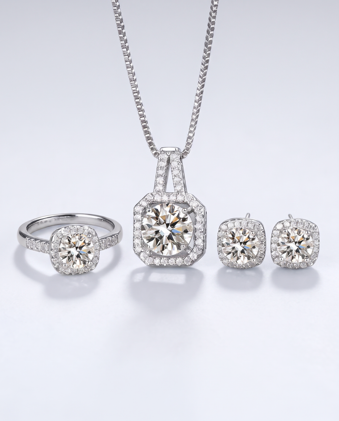 Aria Exclusive White Gold Radiant-Cut Jewelry Set