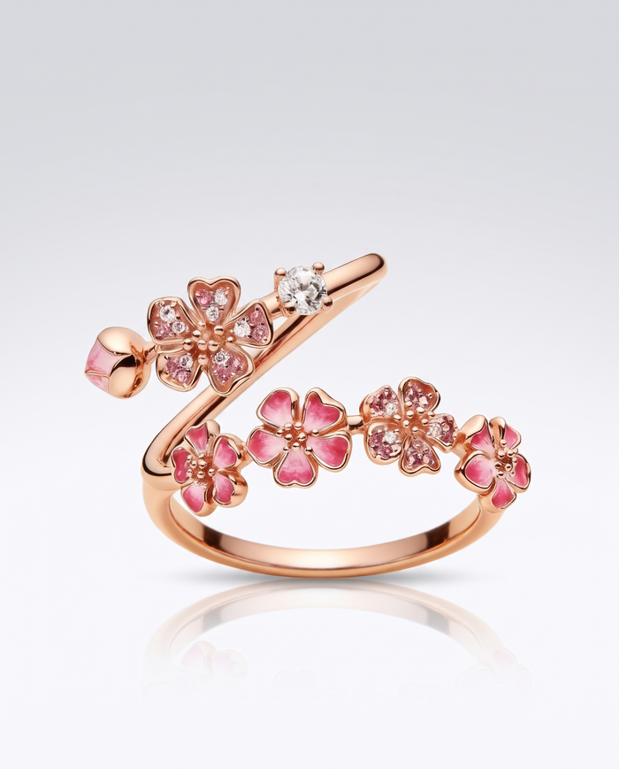 Rose Gold Peach Blossom Ring