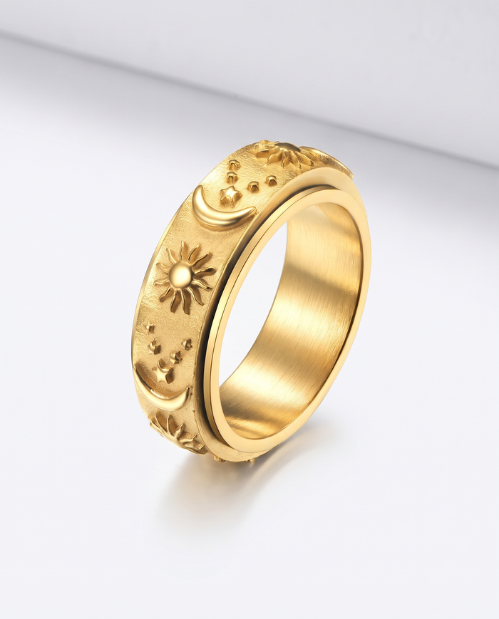 Sun Moon Star Fidget Spinner Band Ring