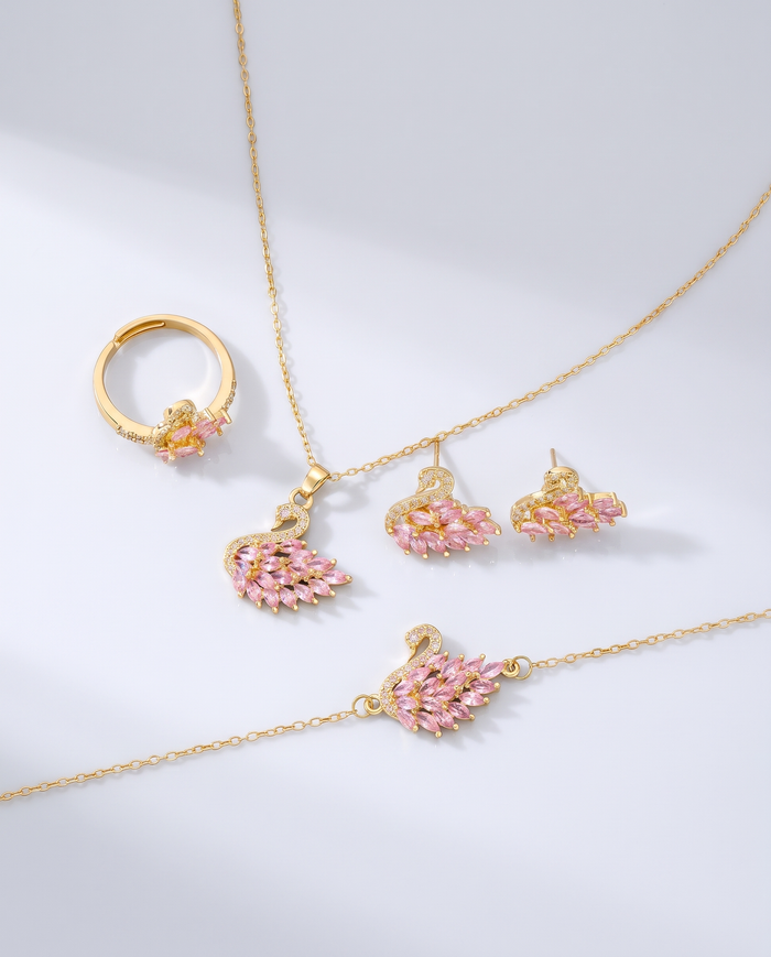 Charming Crystal Swan Jewelry Set