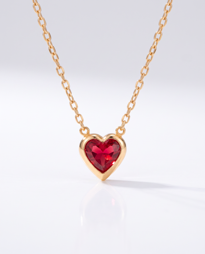 Ruby Heart Chain Bracelet – Gold