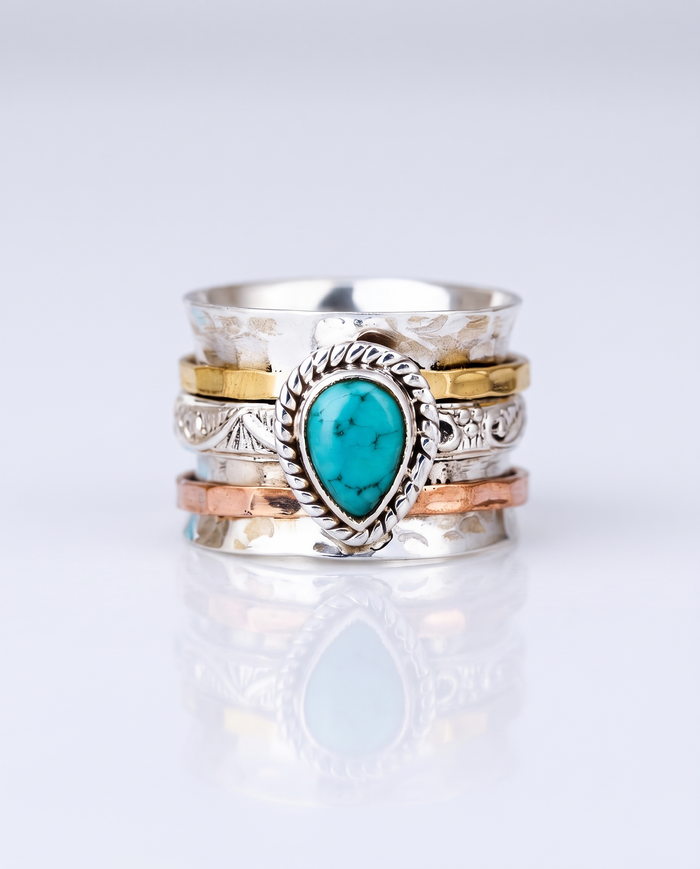 Sophisticated Inlaid Turquoise Ring