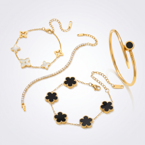 Clover & Tennis Bracelet Stack