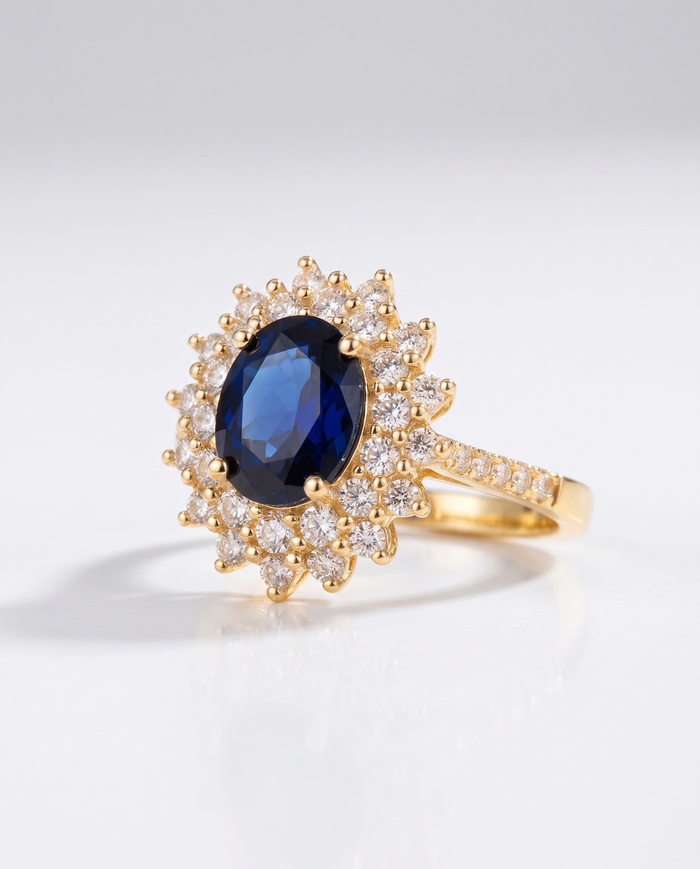 Elegant Sapphire Halo Ring