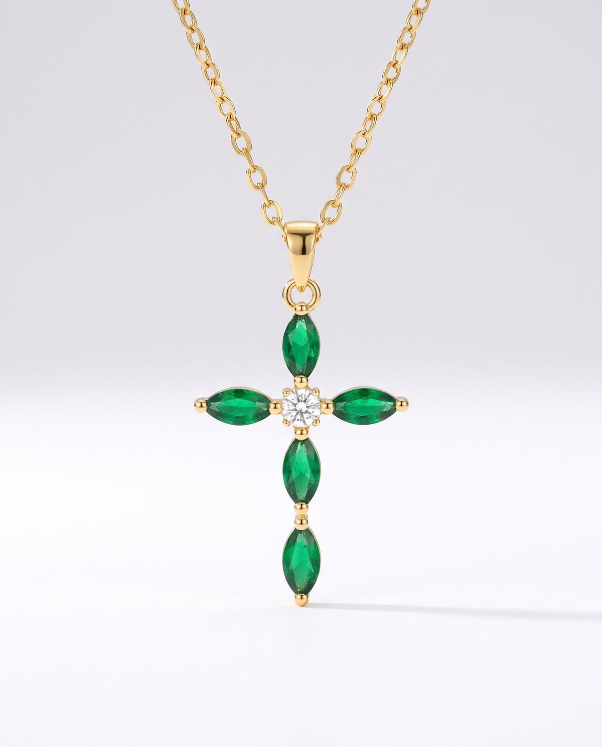 Elegant Emerald Marquise Necklace