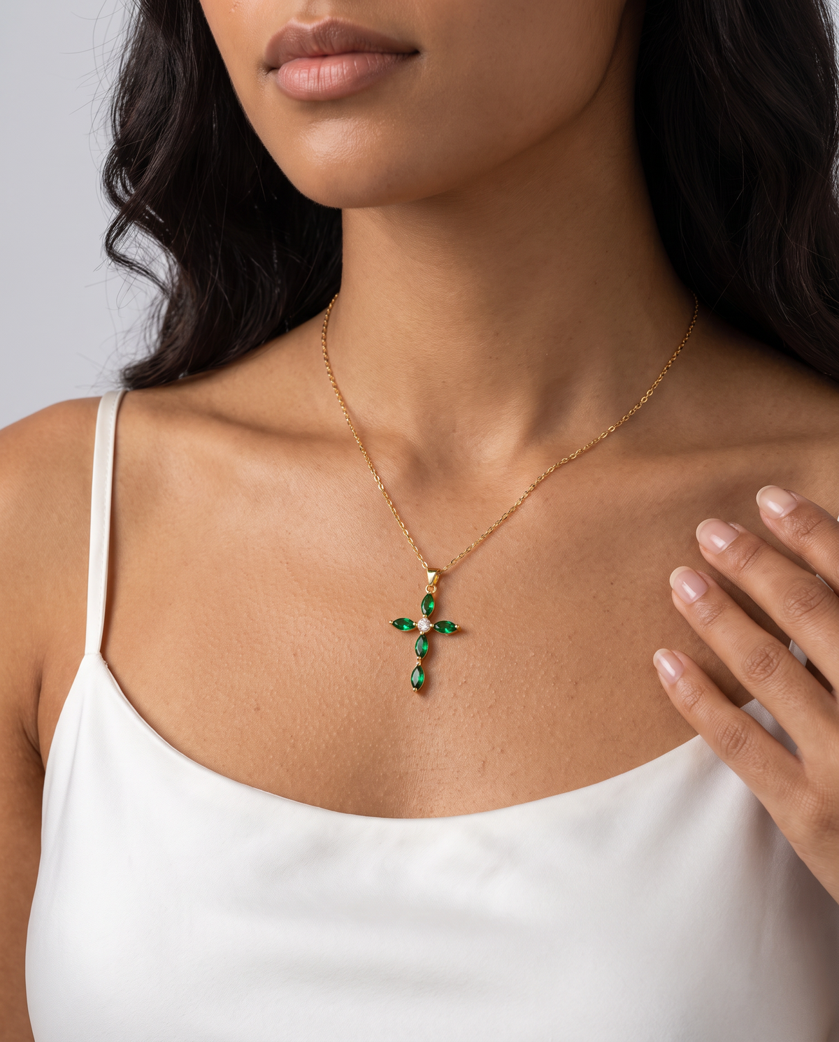Elegant Emerald Marquise Necklace