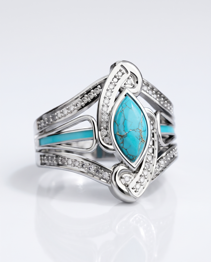 Turquoise Marquis Statement Ring