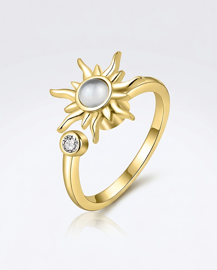 Moonstone Sun Fidget Spinner Ring