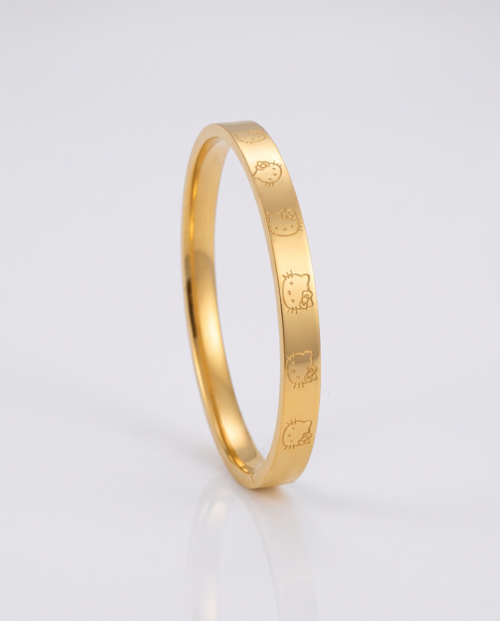 Cute Gold Engraved Bangle Bracelet