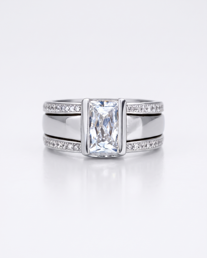 Antique Glass Inlay Ring – White Gold