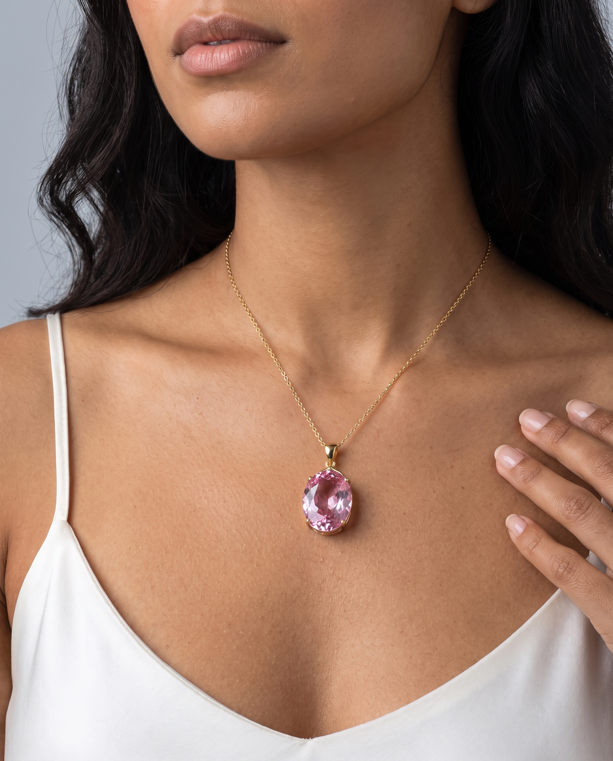 Pink Sapphire Imperial Oval Necklace