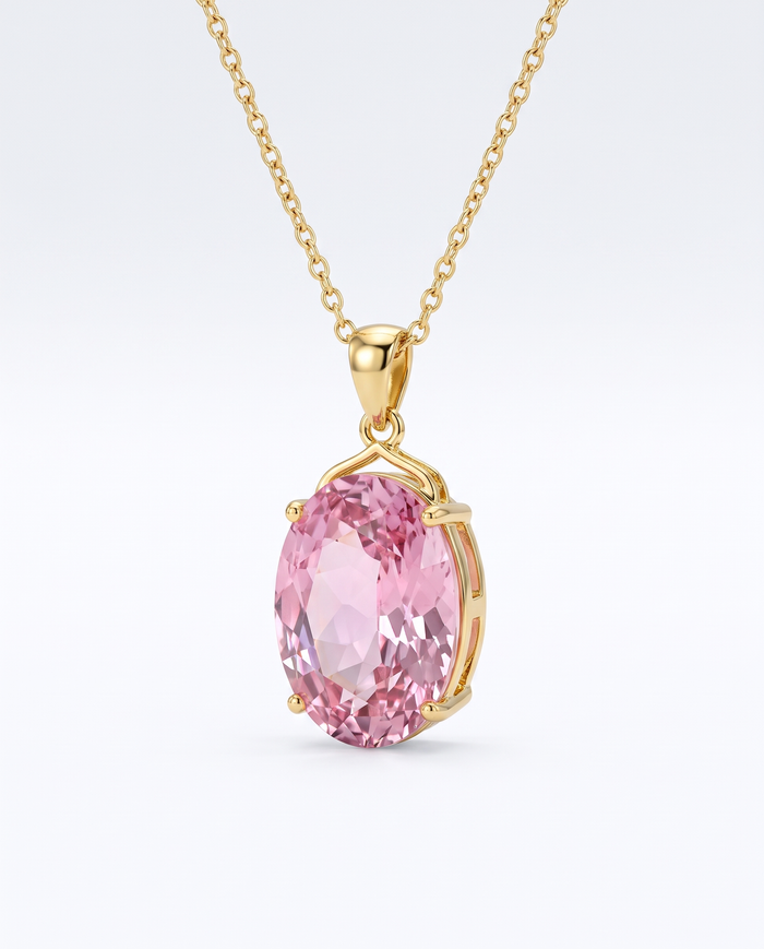 Pink Sapphire Imperial Oval Necklace
