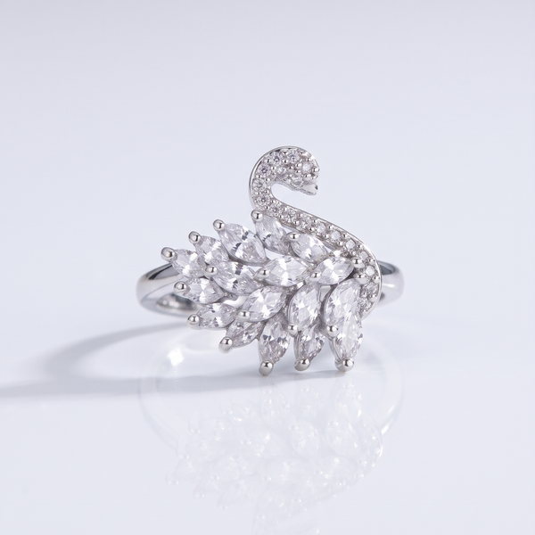 Vintage Crystal Swan Ring