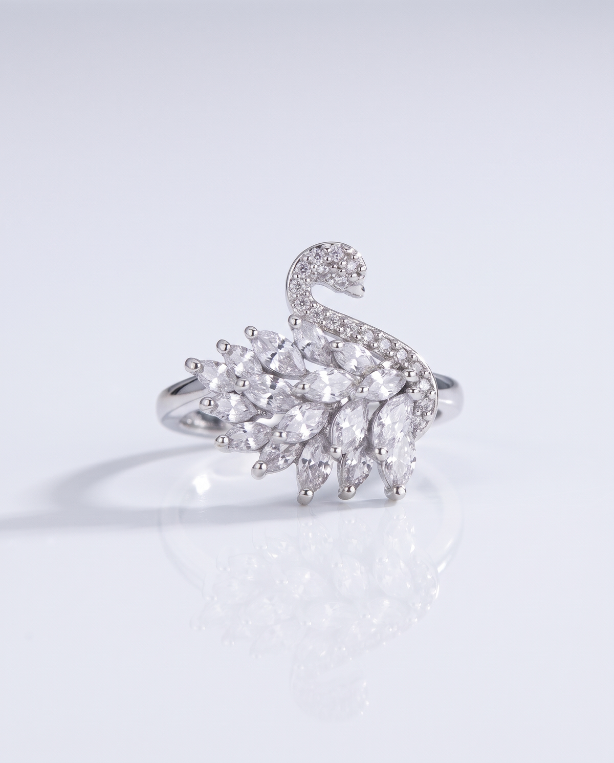 Vintage Crystal Swan Ring