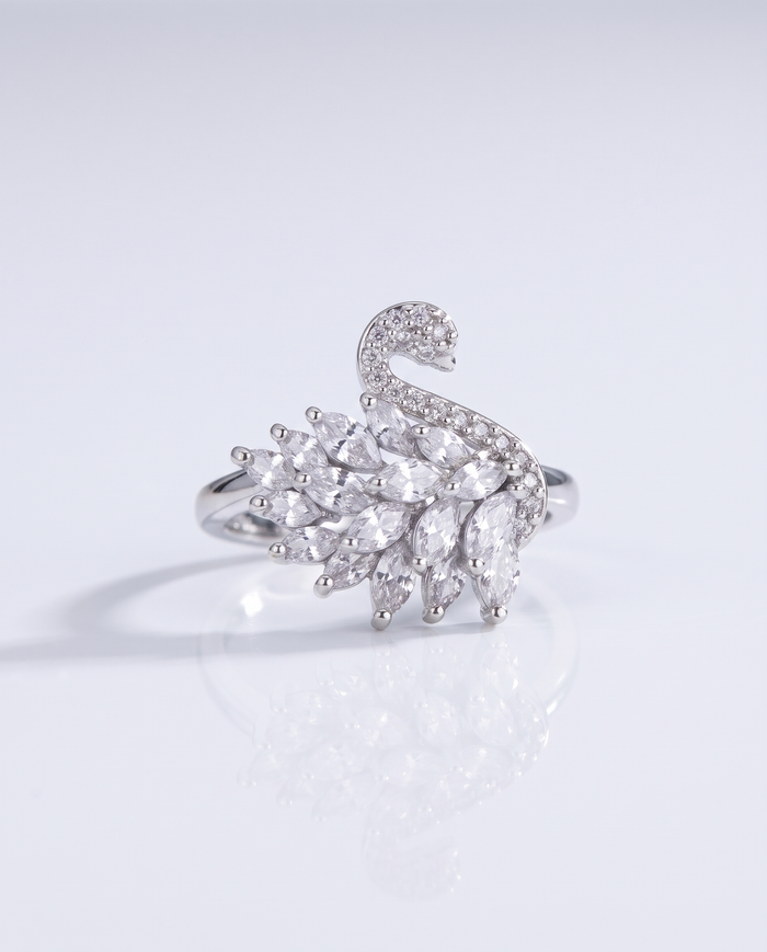 Vintage Crystal Swan Ring