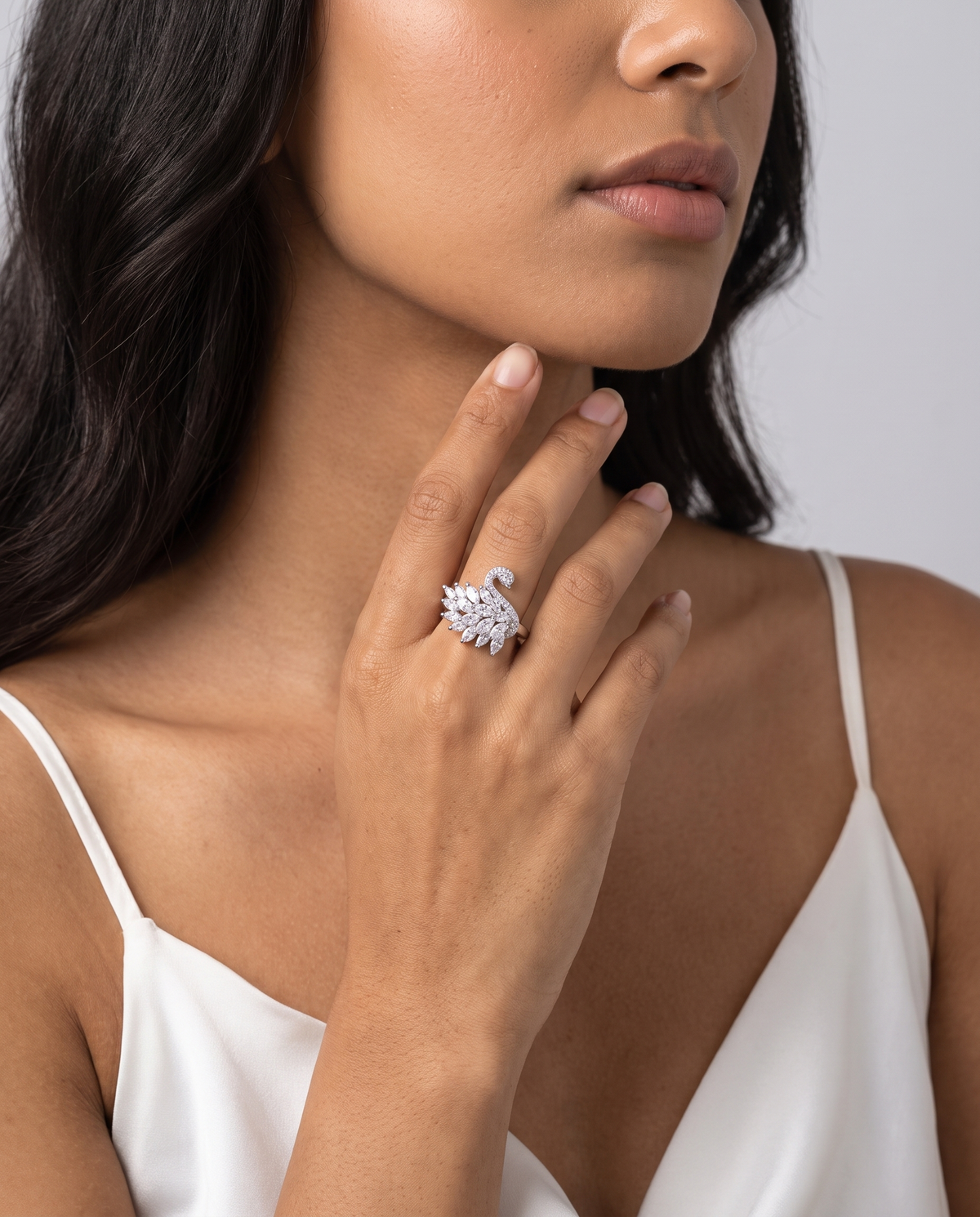 Vintage Crystal Swan Ring