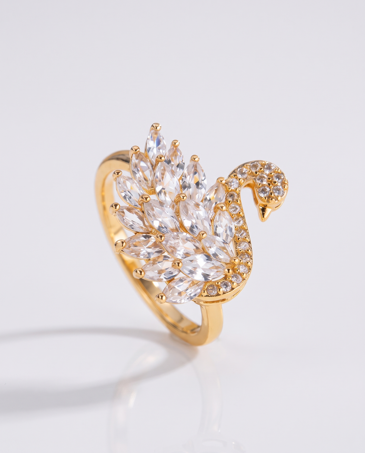 Vintage Crystal Swan Ring