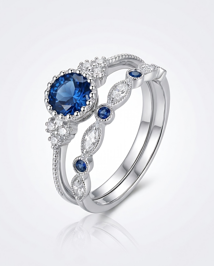Sapphire Halo Ring – Silver