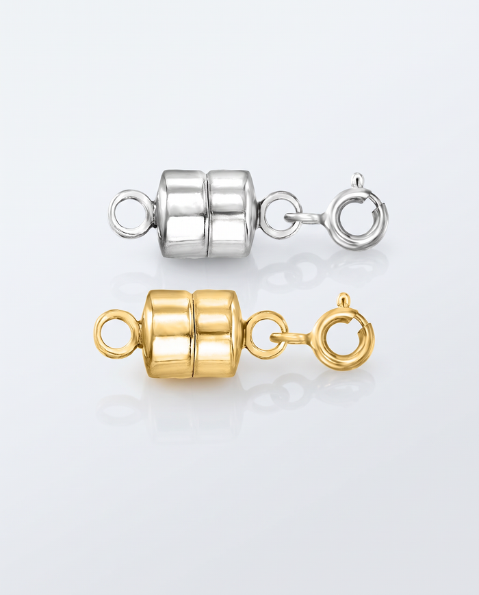 Italian Sterling Silver and 18kt Gold Over Sterling Jewelry Set: Two Magnetic Clasp Converters