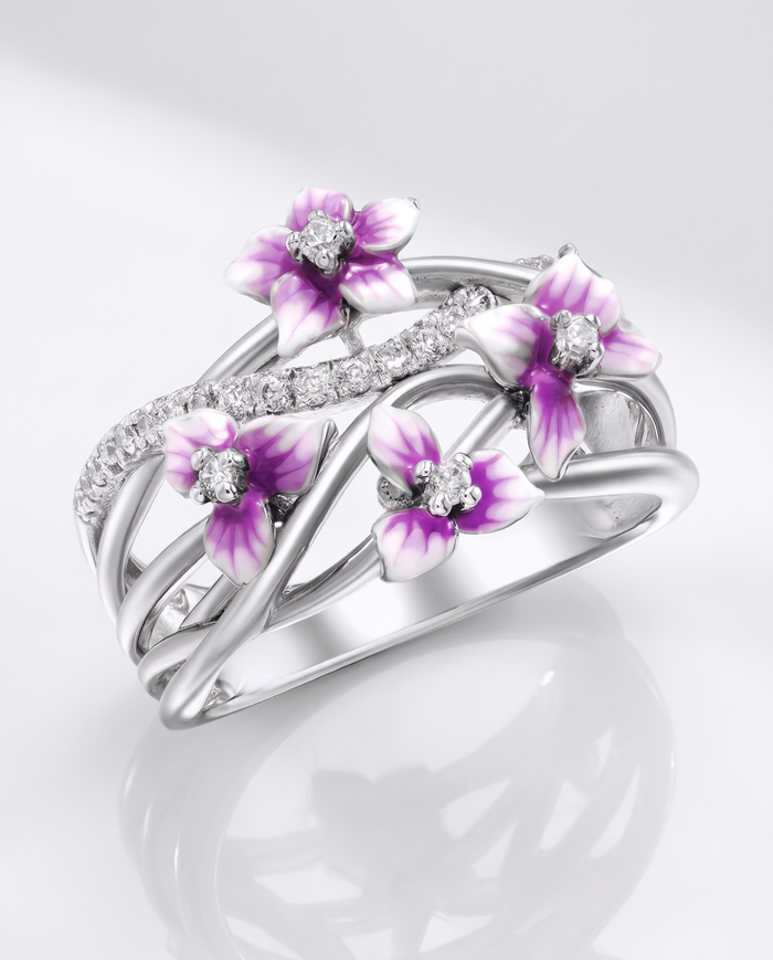 Elegant Purple Blossom Ring