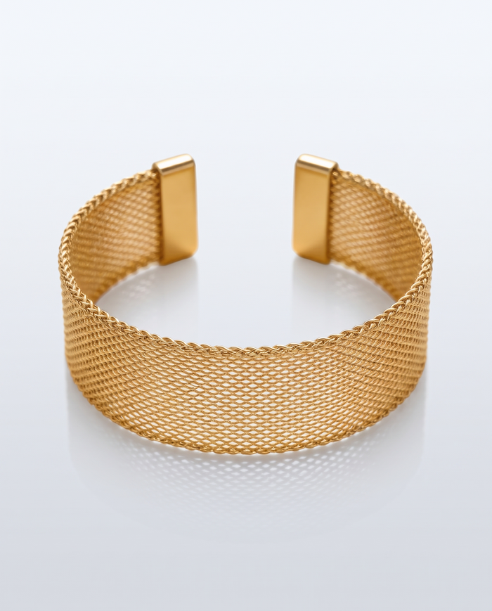 Elegant Braided Mesh Bracelet with Open Design