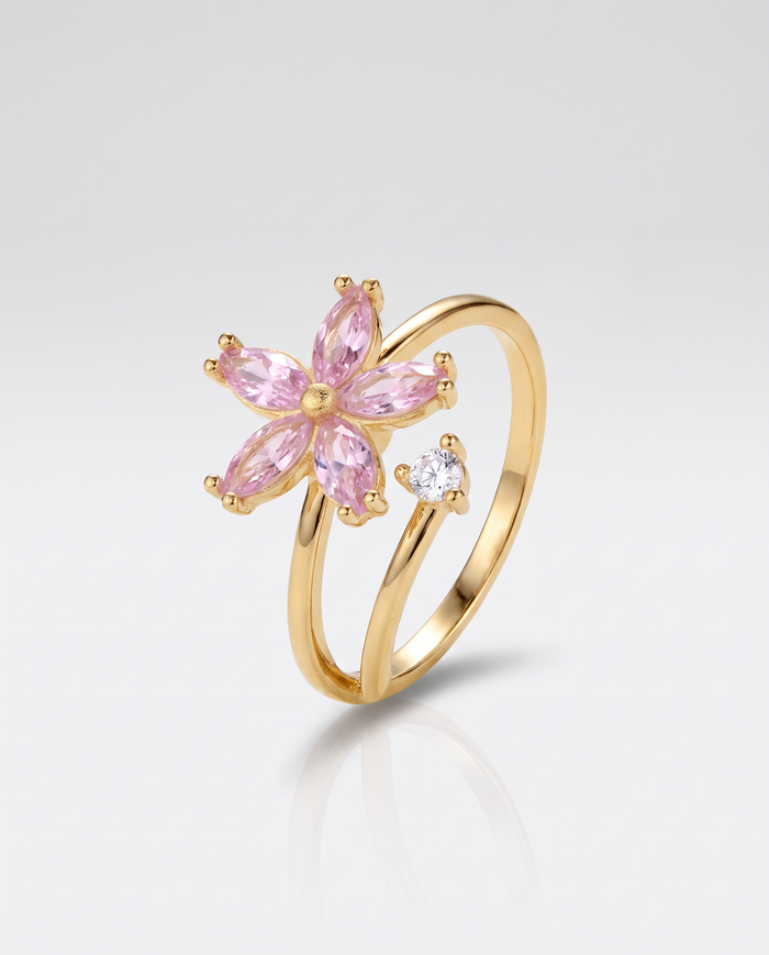 Pink Flower Fidget Spinner Wrap Ring